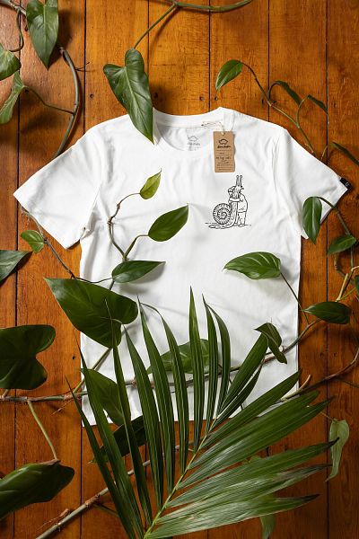 boy hugs snail shirt